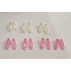 Lot of 7 Barbie Pink and White Short High Heel Pump Slip On Shoes